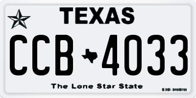 TX license plate CCB4033