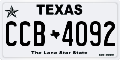 TX license plate CCB4092