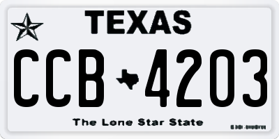 TX license plate CCB4203