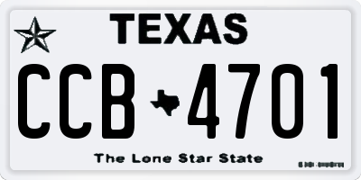 TX license plate CCB4701