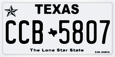 TX license plate CCB5807