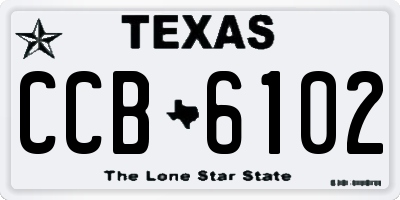 TX license plate CCB6102