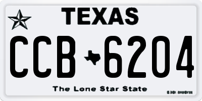 TX license plate CCB6204