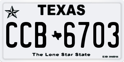 TX license plate CCB6703