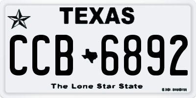 TX license plate CCB6892