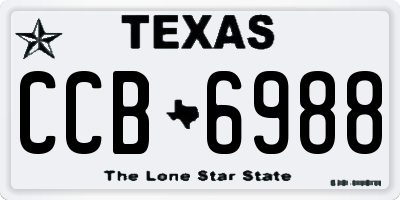 TX license plate CCB6988