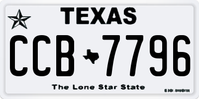 TX license plate CCB7796