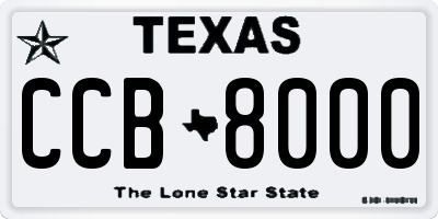 TX license plate CCB8000