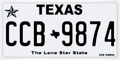 TX license plate CCB9874