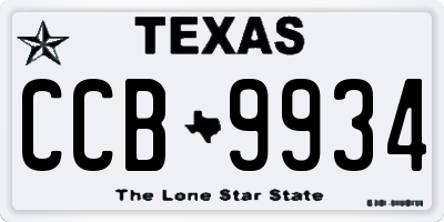 TX license plate CCB9934