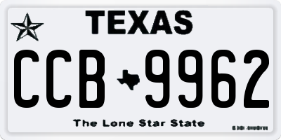 TX license plate CCB9962