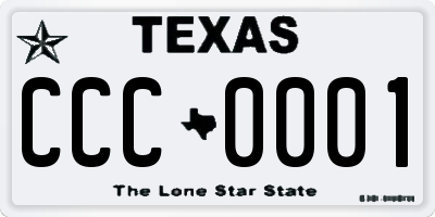 TX license plate CCC0001