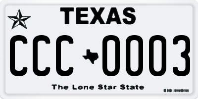 TX license plate CCC0003