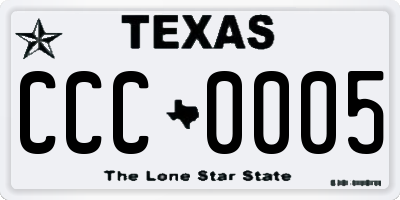 TX license plate CCC0005