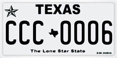 TX license plate CCC0006
