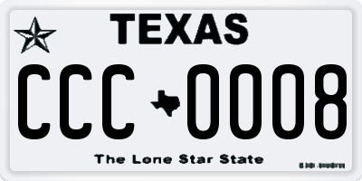 TX license plate CCC0008