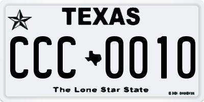 TX license plate CCC0010