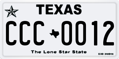 TX license plate CCC0012