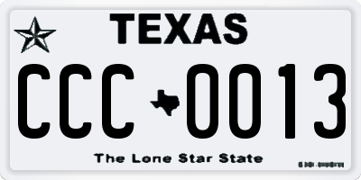 TX license plate CCC0013