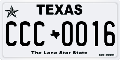 TX license plate CCC0016