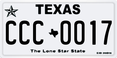 TX license plate CCC0017