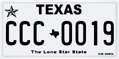 TX license plate CCC0019