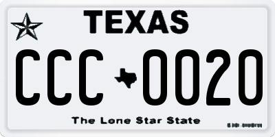 TX license plate CCC0020