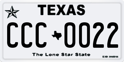 TX license plate CCC0022