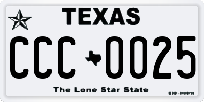 TX license plate CCC0025