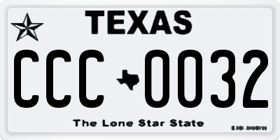 TX license plate CCC0032