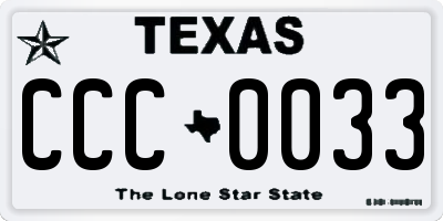 TX license plate CCC0033