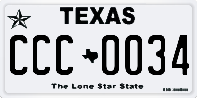 TX license plate CCC0034