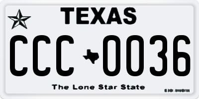 TX license plate CCC0036