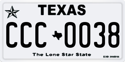 TX license plate CCC0038