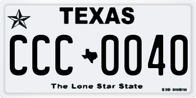 TX license plate CCC0040