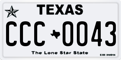 TX license plate CCC0043