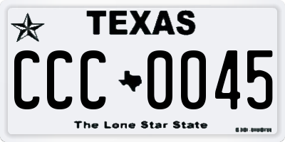 TX license plate CCC0045