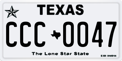 TX license plate CCC0047