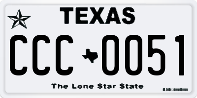 TX license plate CCC0051