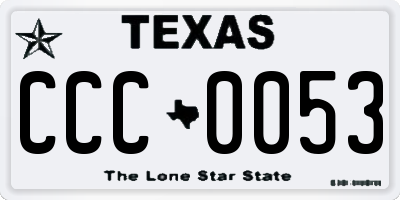 TX license plate CCC0053