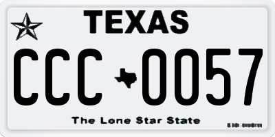 TX license plate CCC0057
