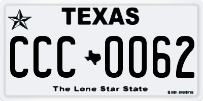 TX license plate CCC0062