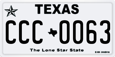 TX license plate CCC0063