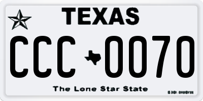 TX license plate CCC0070