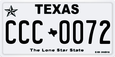TX license plate CCC0072