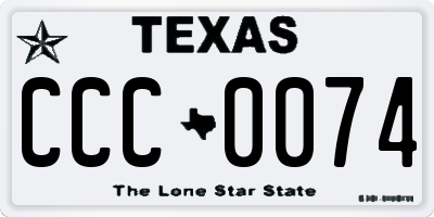 TX license plate CCC0074