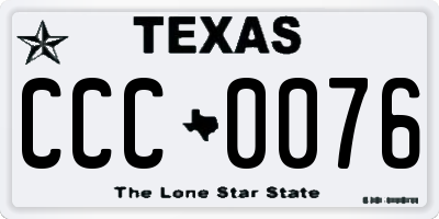 TX license plate CCC0076