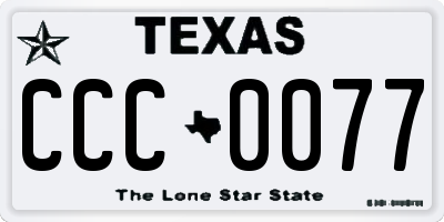TX license plate CCC0077