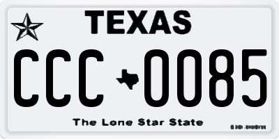 TX license plate CCC0085