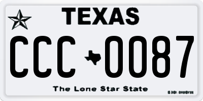 TX license plate CCC0087